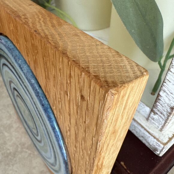 Vintage Pottery Trivet Ceramic And Wood Astray Rare Find Unique Tile - Picture 6 of 9